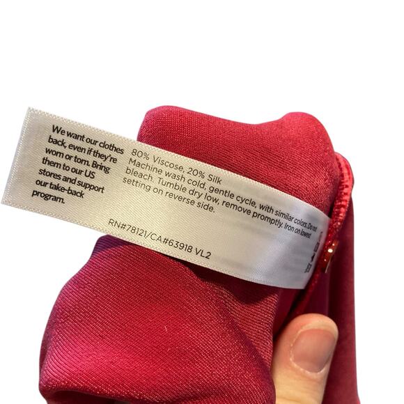 NWT Eileen Fisher The System Ruby Red Silk Velvet Knee Length Dress Size Large - Picture 13 of 16